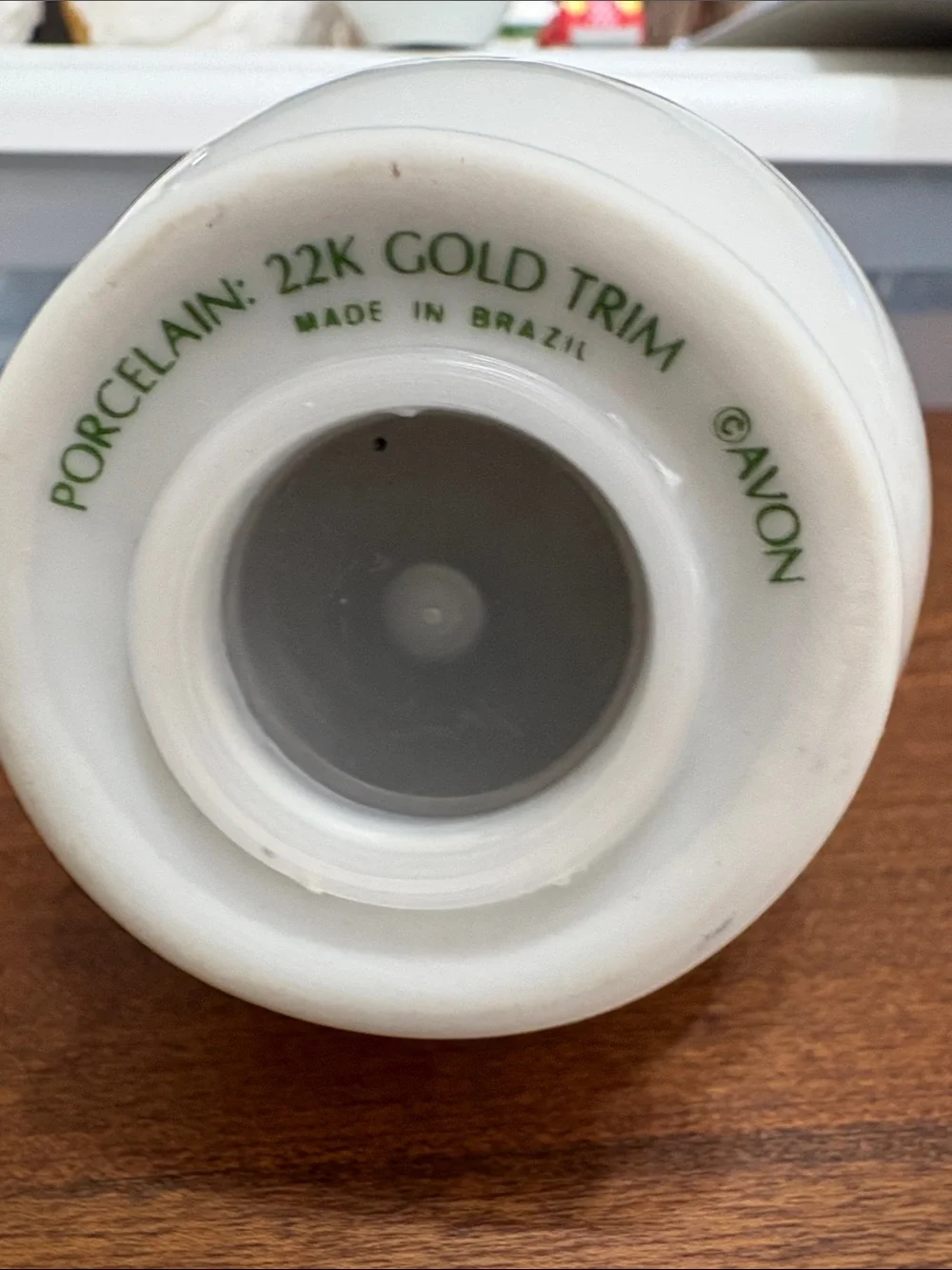 Avon White Porcelain Strawberry Sugar Shaker with Gold Trim